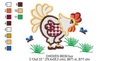 Chicken embroidery designs - Rooster embroidery design machine embroidery pattern - instant download - Kitchen embroidery file tea towel