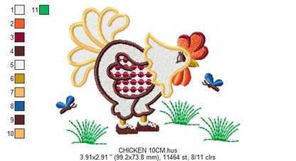 Chicken embroidery designs - Rooster embroidery design machine embroidery pattern - instant download - Kitchen embroidery file tea towel