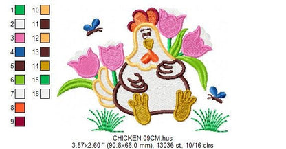 Chicken embroidery designs - Farm embroidery design machine embroidery pattern - instant download - Kitchen embroidery file Chicken applique