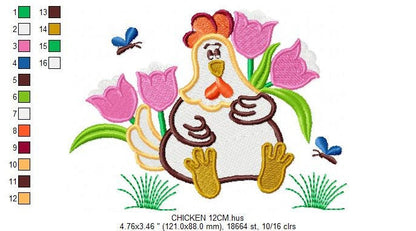 Chicken embroidery designs - Farm embroidery design machine embroidery pattern - instant download - Kitchen embroidery file Chicken applique