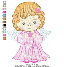 Laden Sie das Bild in den Galerie-Viewer, Angel with wings embroidery designs - Baby girl embroidery design machine embroidery pattern - girl with wings embroidery file pes download
