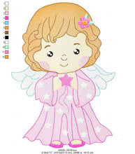 Load image into Gallery viewer, Angel with wings embroidery designs - Baby girl embroidery design machine embroidery pattern - girl with wings embroidery file pes download
