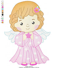 Load image into Gallery viewer, Angel with wings embroidery designs - Baby girl embroidery design machine embroidery pattern - girl with wings embroidery file pes download
