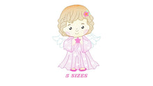 Load image into Gallery viewer, Angel with wings embroidery designs - Baby girl embroidery design machine embroidery pattern - girl with wings embroidery file pes download
