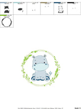 Load image into Gallery viewer, Hippo embroidery designs - Safari embroidery design machine embroidery pattern - Animal embroidery file - Hippo with applique frame pes jef
