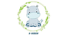 Cargar imagen en el visor de la galería, Hippo embroidery designs - Safari embroidery design machine embroidery pattern - Animal embroidery file - Hippo with applique frame pes jef
