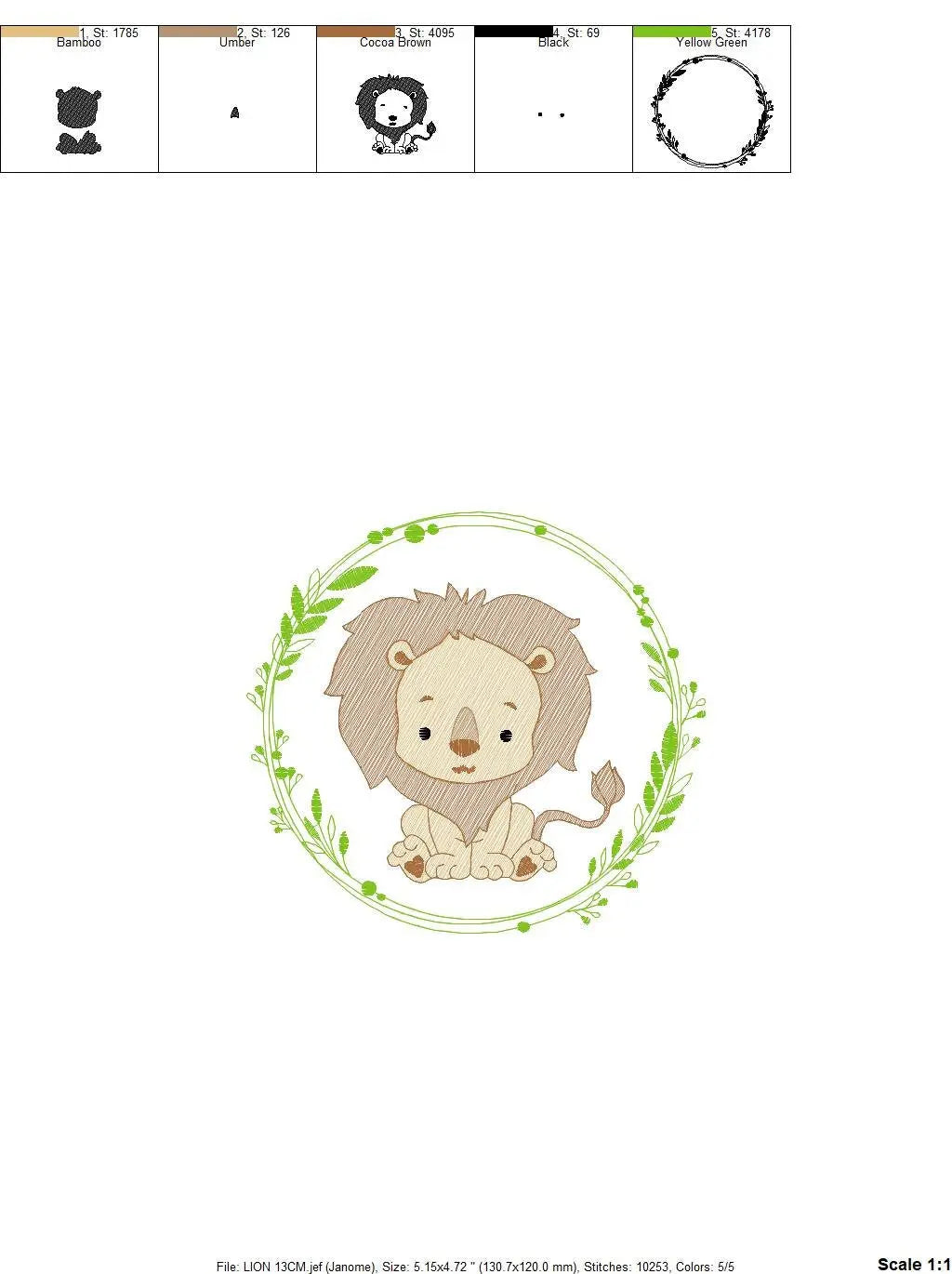 Lion embroidery designs - Safari embroidery design machine embroidery pattern - Baby boy embroidery file - Lion king embroidery download pes Marcia Embroidery
