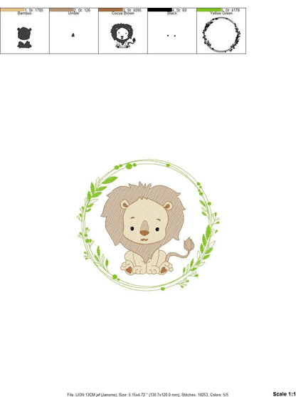 Lion embroidery designs - Safari embroidery design machine embroidery pattern - Baby boy embroidery file - Lion king embroidery download pes Marcia Embroidery