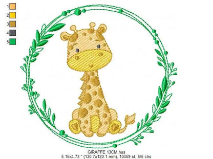 Giraffe embroidery designs - Woodland animals embroidery design machine embroidery pattern - Baby girl embroidery file - instant download Marcia Embroidery