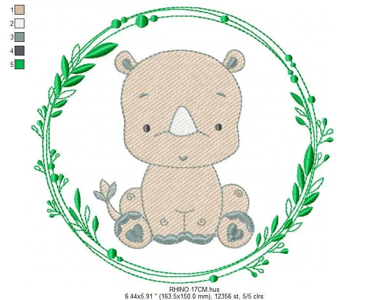 Rhino embroidery designs - Animal embroidery design machine embroidery pattern - baby boy embroidery file - girl embroidery download pes jef Marcia Embroidery