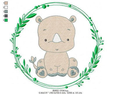 Rhino embroidery designs - Animal embroidery design machine embroidery pattern - baby boy embroidery file - girl embroidery download pes jef Marcia Embroidery