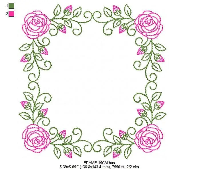 Roses Monogram Frame embroidery designs - Flower embroidery design machine embroidery pattern - Floral embroidery file - girl embroidery pes Marcia Embroidery