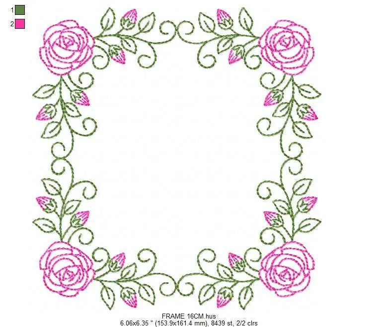 Roses Monogram Frame embroidery designs - Flower embroidery design machine embroidery pattern - Floral embroidery file - girl embroidery pes Marcia Embroidery