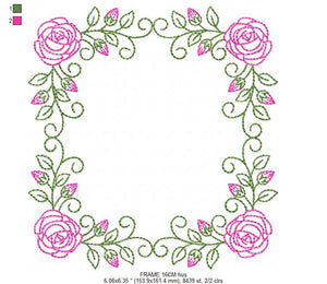 Roses Monogram Frame embroidery designs - Flower embroidery design machine embroidery pattern - Floral embroidery file - girl embroidery pes
