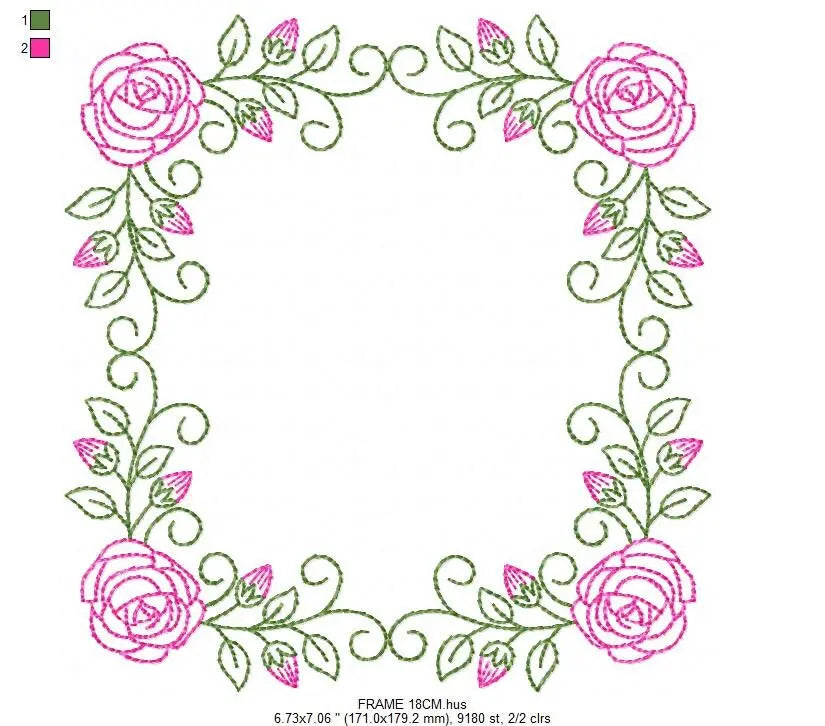 Roses Monogram Frame embroidery designs - Flower embroidery design machine embroidery pattern - Floral embroidery file - girl embroidery pes Marcia Embroidery