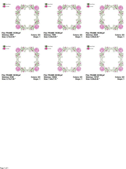 Roses Monogram Frame embroidery designs - Flower embroidery design machine embroidery pattern - Floral embroidery file - girl embroidery pes Marcia Embroidery