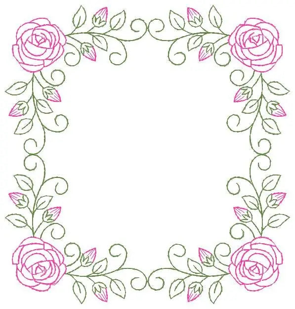 Roses Monogram Frame embroidery designs - Flower embroidery design machine embroidery pattern - Floral embroidery file - girl embroidery pes Marcia Embroidery