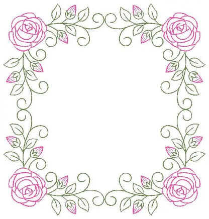 Roses Monogram Frame embroidery designs - Flower embroidery design machine embroidery pattern - Floral embroidery file - girl embroidery pes Marcia Embroidery