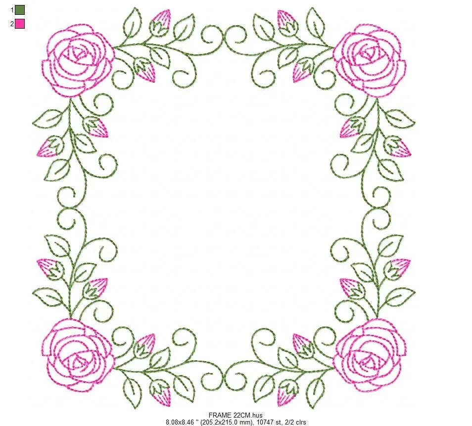 Roses Monogram Frame embroidery designs - Flower embroidery design machine embroidery pattern - Floral embroidery file - girl embroidery pes Marcia Embroidery