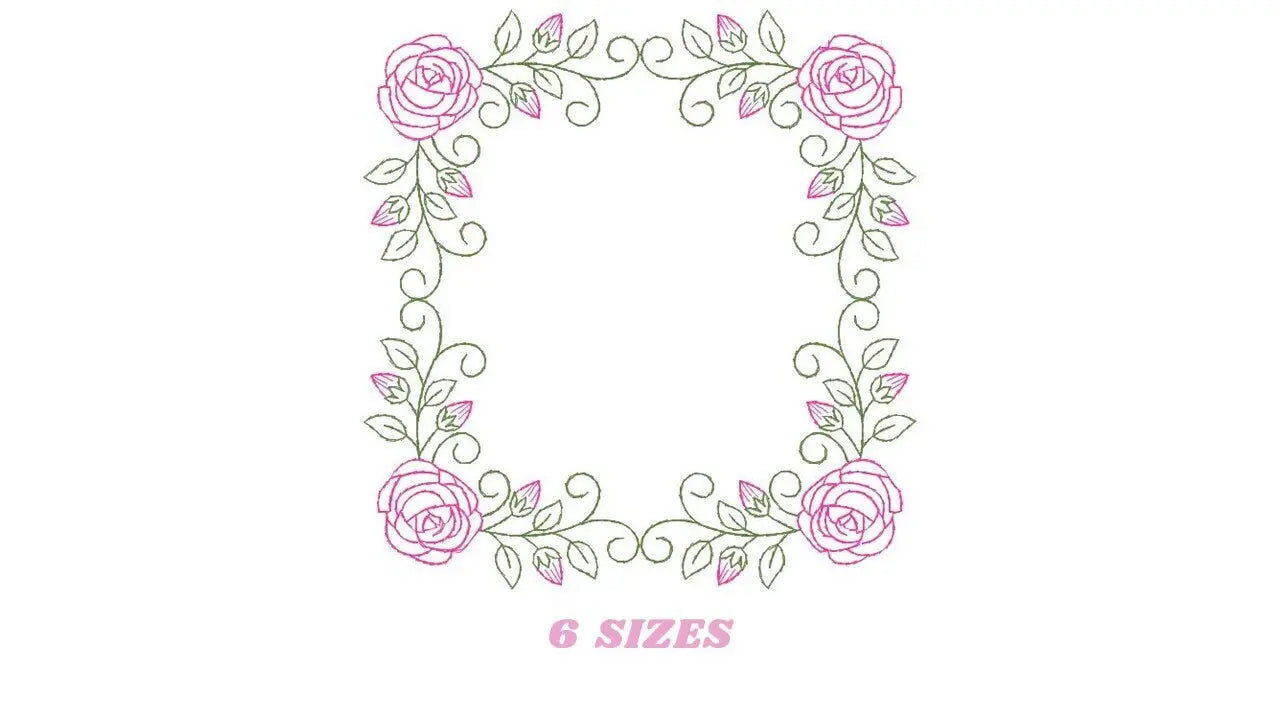 Roses Monogram Frame embroidery designs - Flower embroidery design machine embroidery pattern - Floral embroidery file - girl embroidery pes Marcia Embroidery