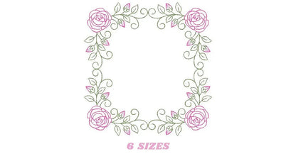 Roses Monogram Frame embroidery designs - Flower embroidery design machine embroidery pattern - Floral embroidery file - girl embroidery pes Marcia Embroidery