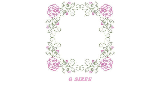 Roses Monogram Frame embroidery designs - Flower embroidery design machine embroidery pattern - Floral embroidery file - girl embroidery pes