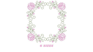 Roses Monogram Frame embroidery designs - Flower embroidery design machine embroidery pattern - Floral embroidery file - girl embroidery pes