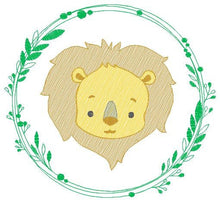 Cargar imagen en el visor de la galería, Lion face embroidery designs - Lion embroidery design machine embroidery pattern - Safari embroidery file - Laurel frame embroidery download
