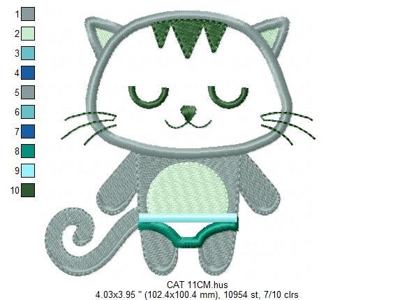 Cat embroidery design - Kitty embroidery designs machine embroidery pattern - Pet embroidery file - Cat applique design - instant download Marcia Embroidery
