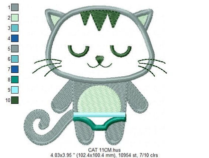 Cat embroidery design - Kitty embroidery designs machine embroidery pattern - Pet embroidery file - Cat applique design - instant download Marcia Embroidery