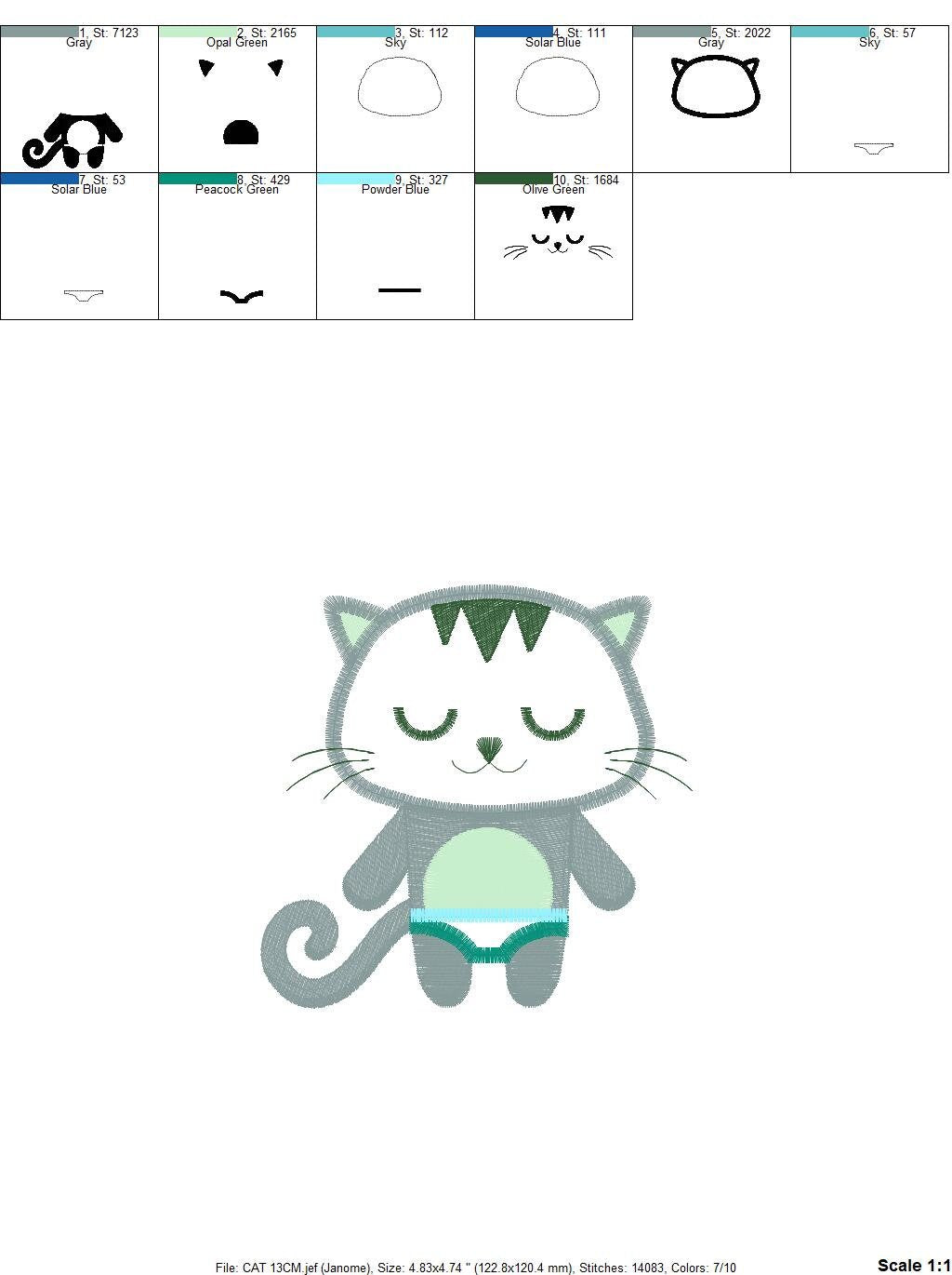 Cat embroidery design - Kitty embroidery designs machine embroidery pattern - Pet embroidery file - Cat applique design - instant download Marcia Embroidery