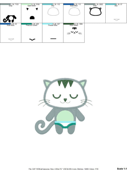 Cat embroidery design - Kitty embroidery designs machine embroidery pattern - Pet embroidery file - Cat applique design - instant download Marcia Embroidery