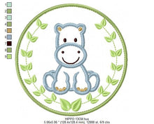 Load image into Gallery viewer, Hippo embroidery designs - Safari embroidery design machine embroidery pattern - Animal embroidery file - Hippo with applique frame pes jef
