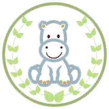 Charger l&#39;image dans la galerie, Hippo embroidery designs - Safari embroidery design machine embroidery pattern - Animal embroidery file - Hippo with applique frame pes jef
