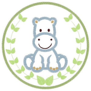 Hippo embroidery designs - Safari embroidery design machine embroidery pattern - Animal embroidery file - Hippo with applique frame pes jef