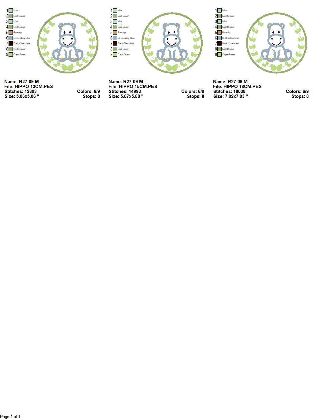 Hippo embroidery designs - Safari embroidery design machine embroidery pattern - Animal embroidery file - Hippo with applique frame pes jef