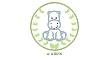 Load image into Gallery viewer, Hippo embroidery designs - Safari embroidery design machine embroidery pattern - Animal embroidery file - Hippo with applique frame pes jef
