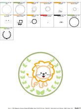 Charger l&#39;image dans la galerie, Lion embroidery designs - Safari embroidery design machine embroidery pattern - Animal embroidery file - Lion with applique frame pes jef
