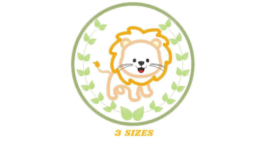 Lion embroidery designs - Safari embroidery design machine embroidery pattern - Animal embroidery file - Lion with applique frame pes jef