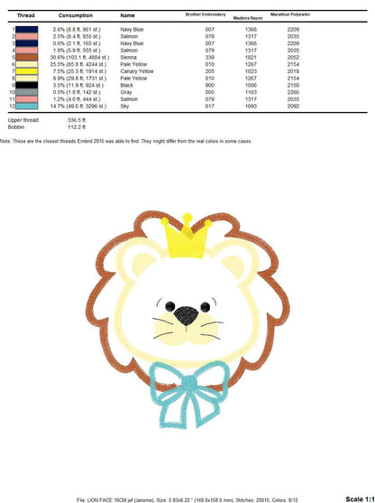 Lion embroidery designs - Lion King embroidery design machine embroidery pattern - Lion with crown applique design - boy embroidery file
