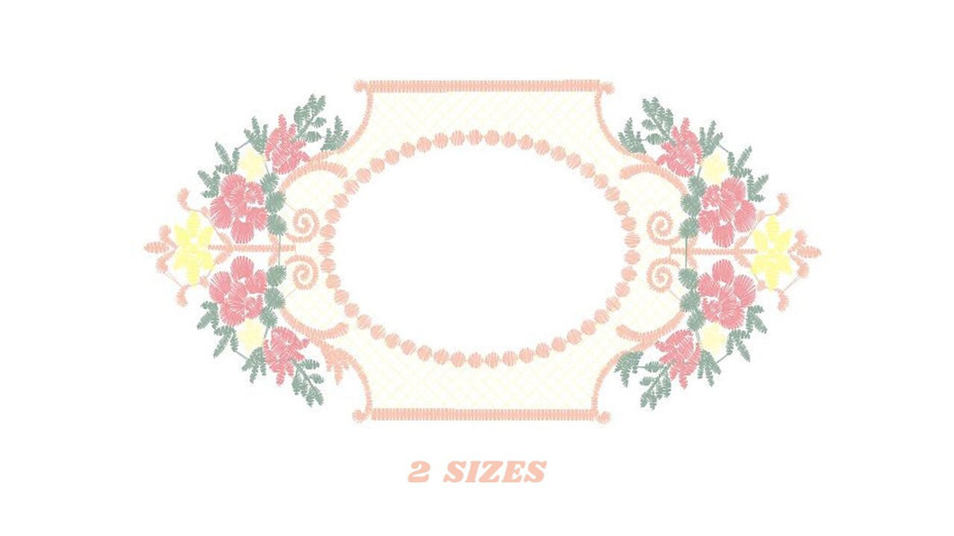 Frame embroidery designs - Flowers embroidery design machine embroidery pattern - baby girl embroidery file - Flower Wreath design download