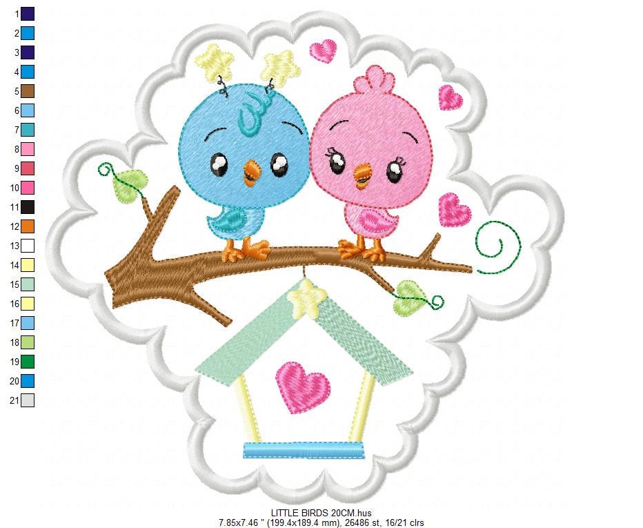 Bird embroidery designs - Baby girl embroidery design machine embroidery pattern - instant download - love couple embroidery birdies spring Marcia Embroidery