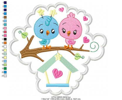 Bird embroidery designs - Baby girl embroidery design machine embroidery pattern - instant download - love couple embroidery birdies spring Marcia Embroidery