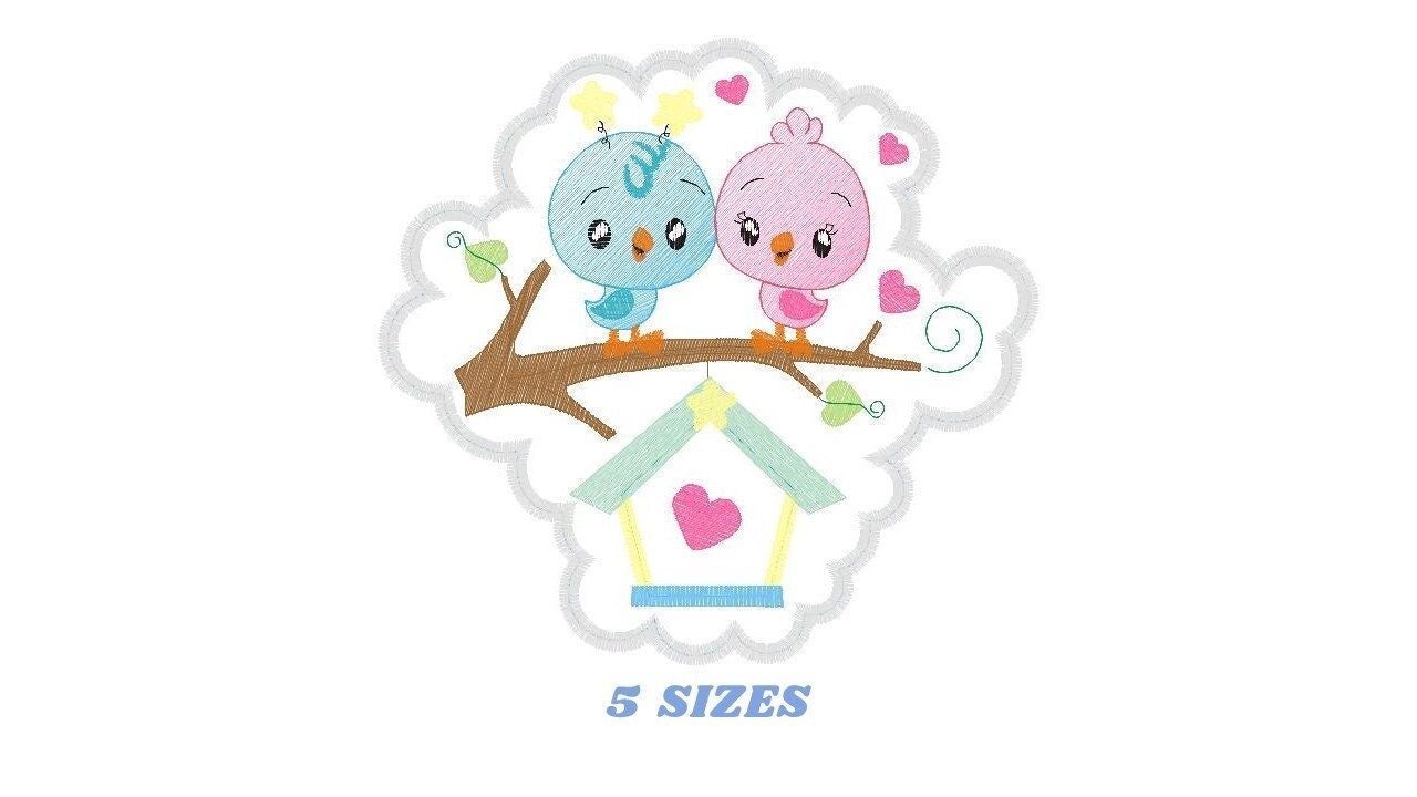 Bird embroidery designs - Baby girl embroidery design machine embroidery pattern - instant download - love couple embroidery birdies spring Marcia Embroidery