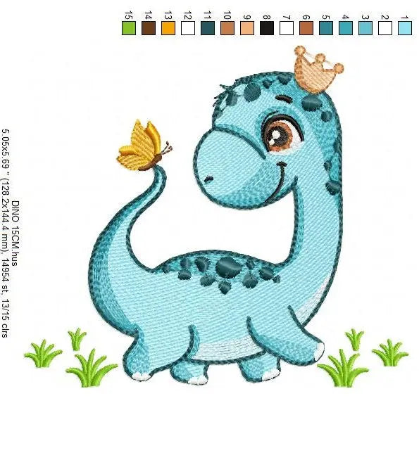 Dinosaur embroidery designs - Dino embroidery design machine embroidery pattern - instant download - Brontosaurus embroidery file pes jef Marcia Embroidery