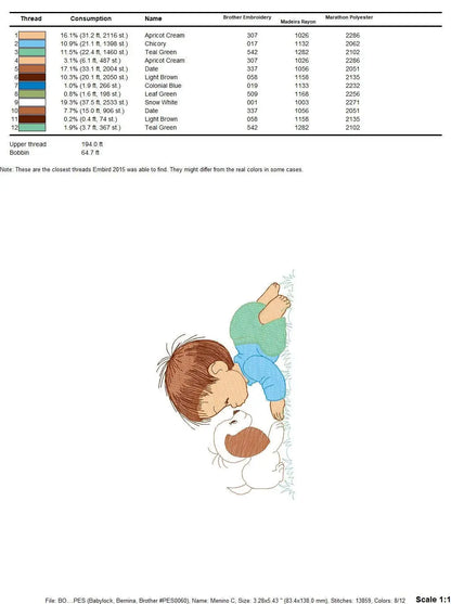 Boy embroidery designs - Dog embroidery design machine embroidery pattern - Boy with dog embroidery file - kid embroidery filled design pes Marcia Embroidery