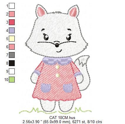 Cat embroidery design - Kitty embroidery designs machine embroidery pattern - Pet embroidery file - Baby girl embroidery Kitchen cloth Apron Marcia Embroidery