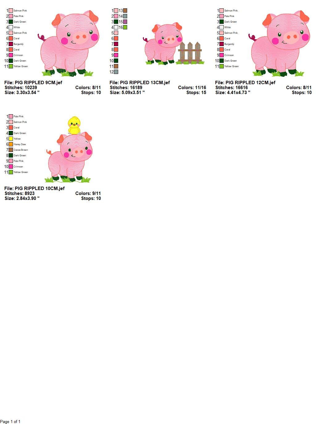 Pig with chick embroidery design - Farm Ranch Animal machine embroidery pattern - Baby boy file - Instant download pes dst jef hus vip vp3