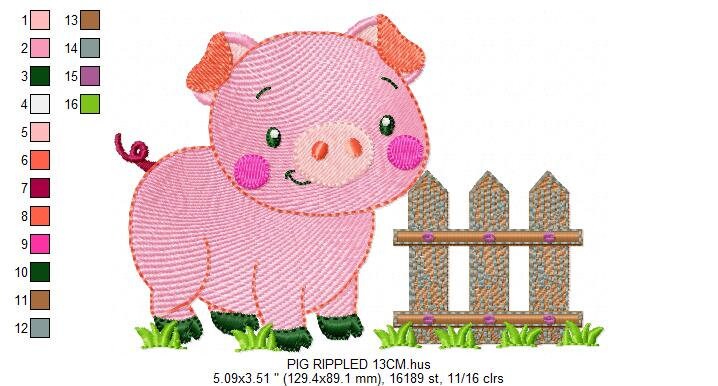 Pig with chick embroidery design - Farm Ranch Animal machine embroidery pattern - Baby boy file - Instant download pes dst jef hus vip vp3