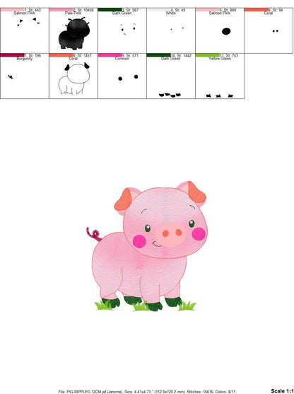 Pig with chick embroidery design - Farm Ranch Animal machine embroidery pattern - Baby boy file - Instant download pes dst jef hus vip vp3